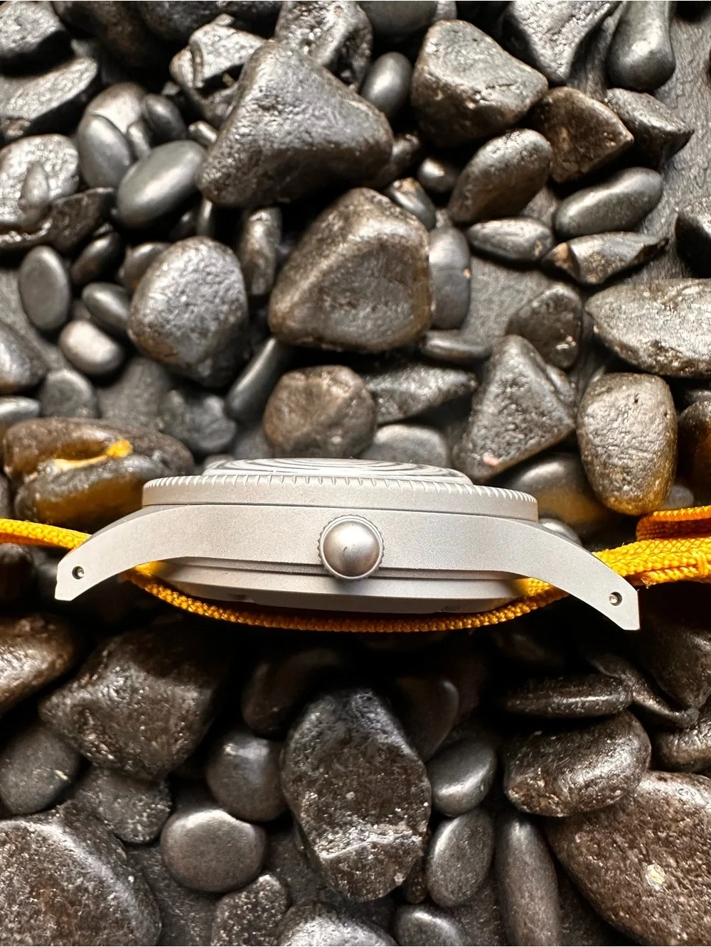 Men's Automatic Dive Watch - Yellow Strap Seiko Mod  matte grey dial